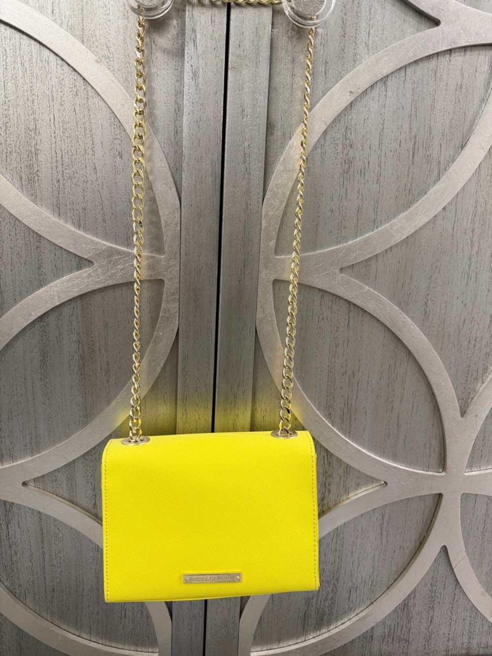 Vince Camuto Neon Yellow Crossbody with Gold Chain